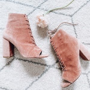 Joie Lakia open toe velvet bootie